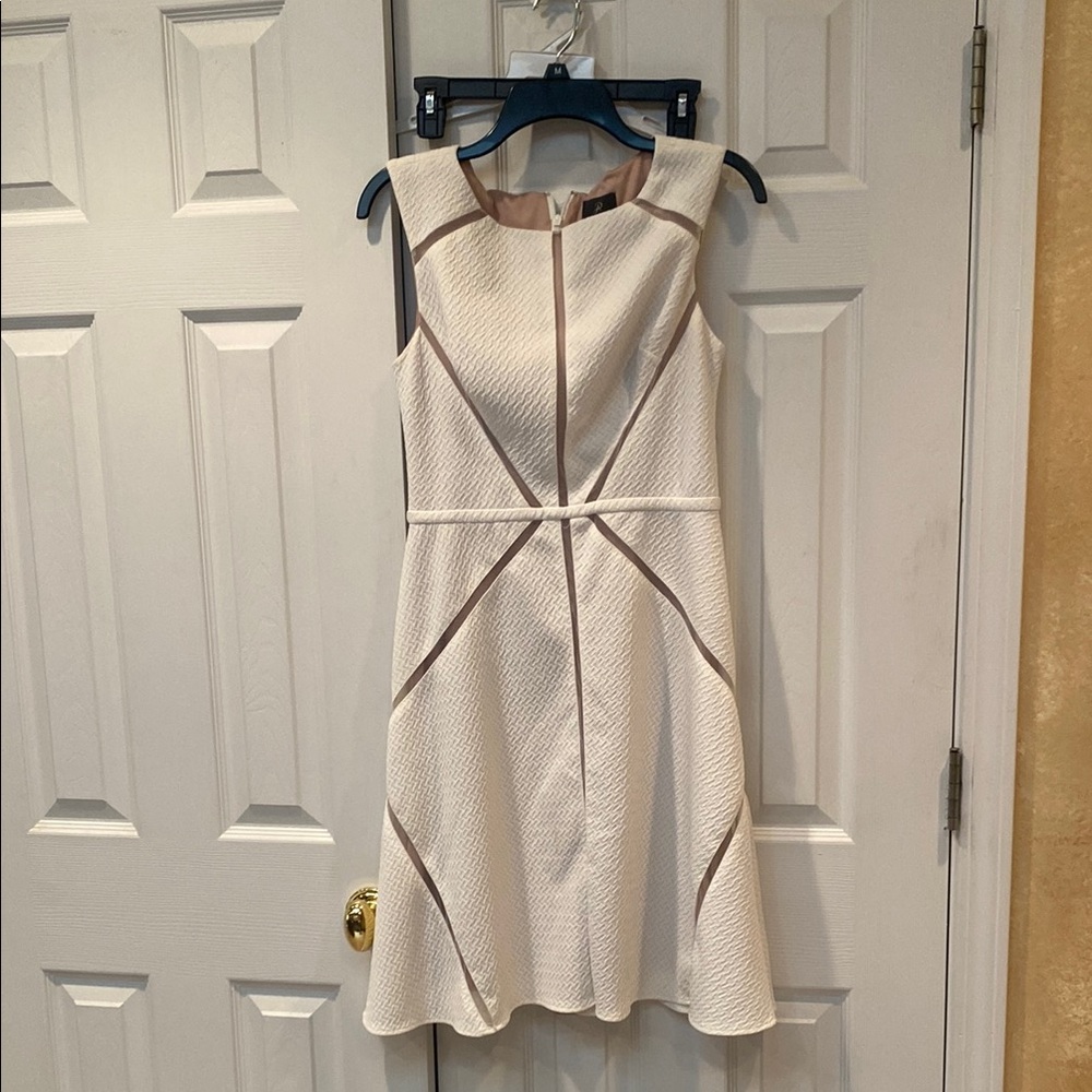 Adrianna Papell Cream Tan Sheath Midi Dress